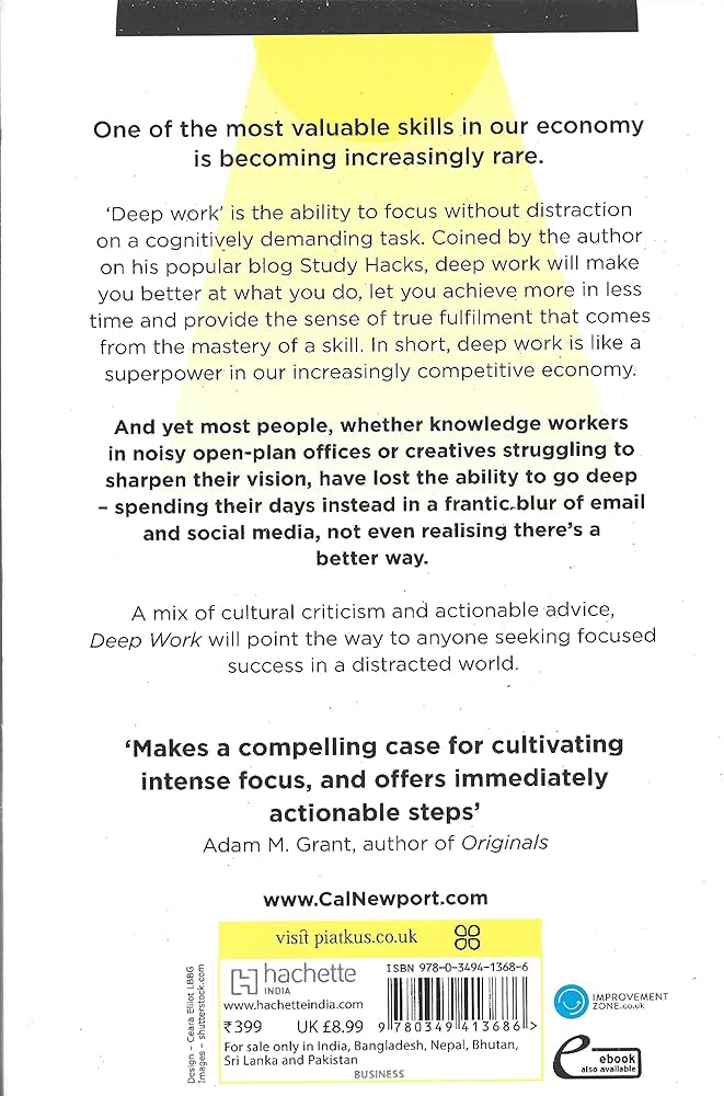 Deep Work: Rules for Focused Success in a Distracted World By CAL NEWPORT