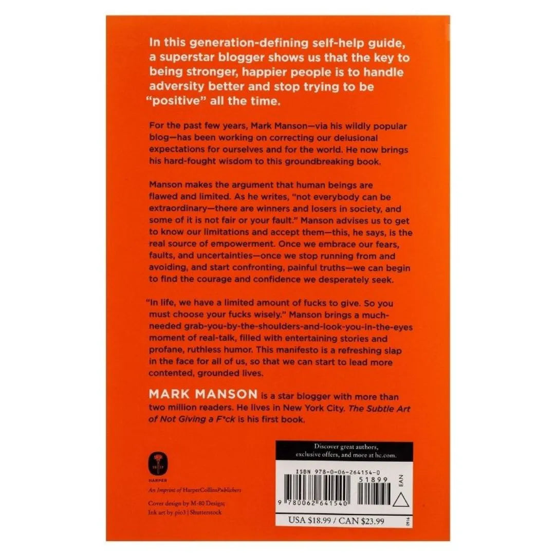 THE SUBTLE ART OF NOT GIVING A FUCK by MARK MANSON
