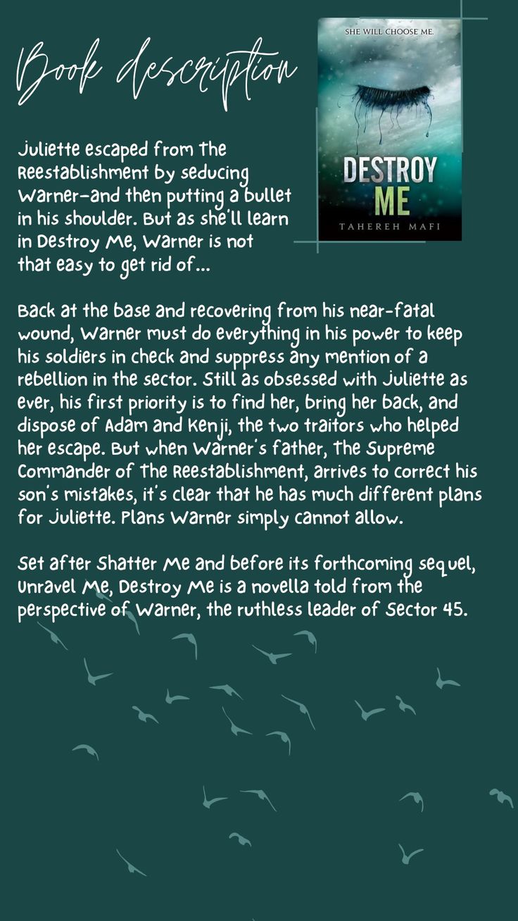 Destroy Me (Shatter Me Book 1) by Tahereh Mafi